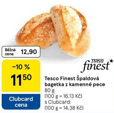Tesco Finest Špaldová bagetka z kamenné pece, 80 g