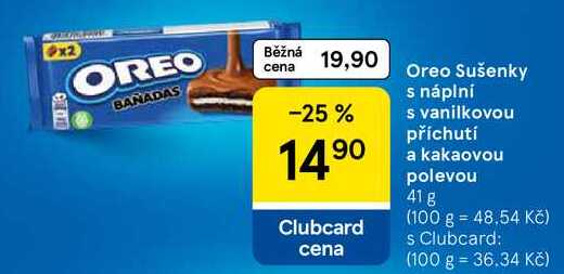 Oreo Sušenky s náplní s vanilkovou příchutí a kakaovou polevou, 41 g 