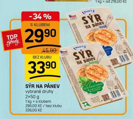 SÝR NA PÁNEV vybrané druhy 2x50 g 