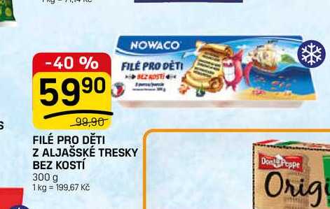 FILÉ PRO DĚTI Z ALJAŠSKÉ TRESKY BEZ KOSTÍ 300 g