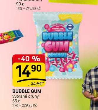 BUBBLE GUM vybrané druhy 65 g