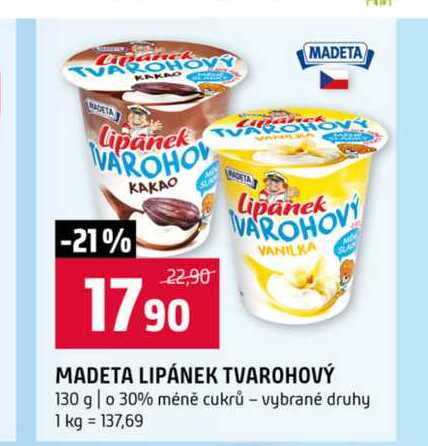 MADETA LIPÁNEK TVAROHOVÝ 130 g 