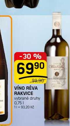 VÍNO RÉVA RAKVICE vybrané druhy 0,75l