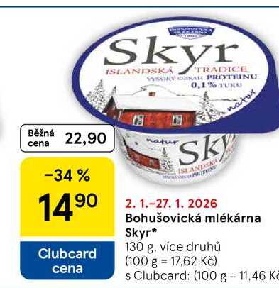 Bohušovická mlékárna Skyr, 130 g, více druhů 
