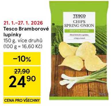 Tesco Bramborové lupínky, 150 g