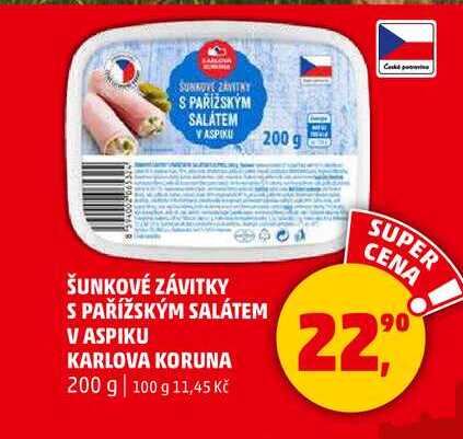 ŠUNKOVÉ ZÁVITKY S PAŘÍŽSKÝM SALÁTEM V ASPIKU KARLOVA KORUNA, 200 g