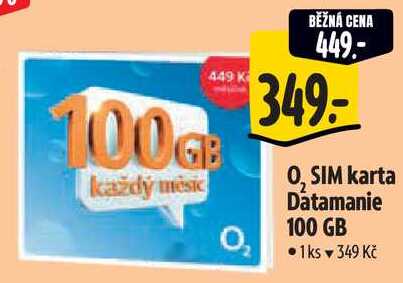 O2 SIM karta Dátamanie 100 GB 