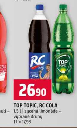 TOP TOPIC, RC COLA 1,5l sycená limonáda vybrané druhy