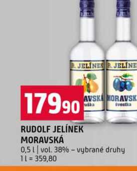 RUDOLF JELÍNEK MORAVSKÁ 0,5l vol. 38% vybrané druhy