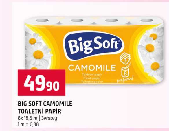 BIG SOFT CAMOMILE TOALETNÍ PAPÍR 8x 16,5 m 3vrstvý 