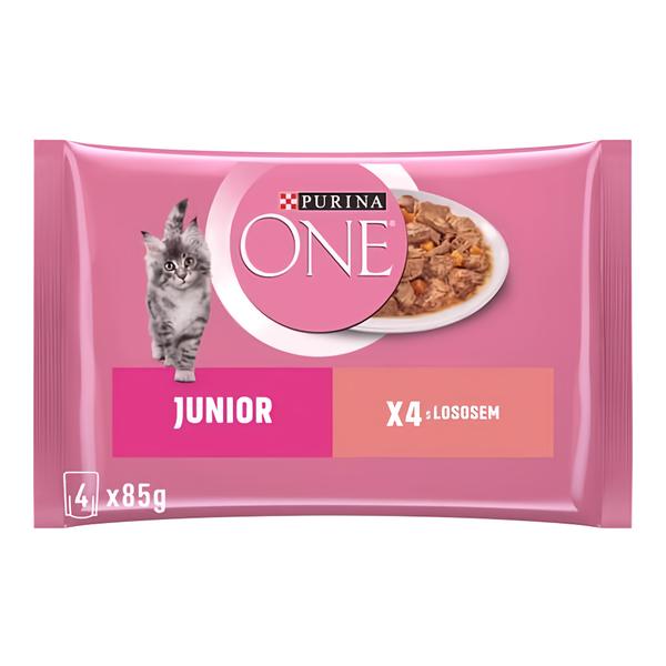 Purina ONE Junior kapsičky pro koťata, losos ve šťávě 4x85g