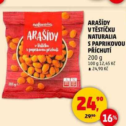 ARAŠÍDY V TĚSTÍČKU NATURALIA S PAPRIKOVOU PŘÍCHUTÍ, 200 g
