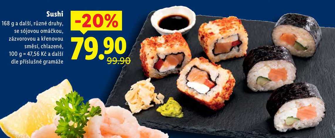Sushi, 168 g a další