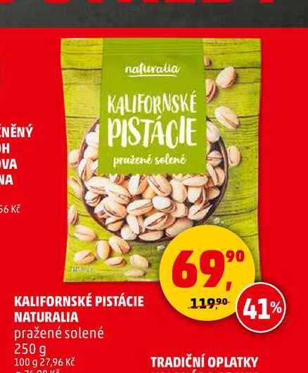 KALIFORNSKÉ PISTÁCIE NATURALIA pražené solené, 250 g