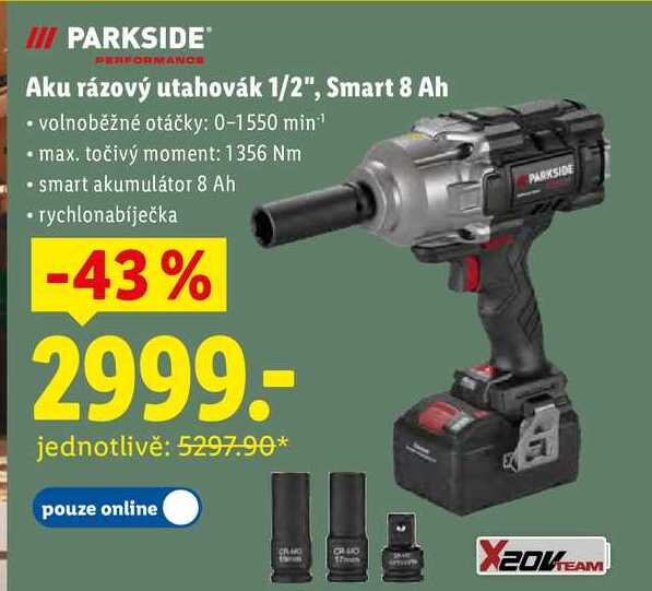 Aku rázový utahovák 1/2", Smart 8 Ah