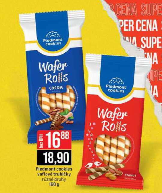 Piedmont cookies vaflové trubičky různé druhy 160 g 