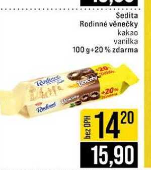 Sedita Rodinné věnečky kakao vanilka 100 g+20% zdarma 