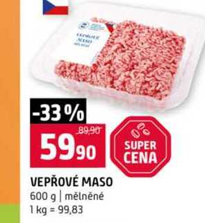 VEPŘOVÉ MASO 600 g mělněné 1 kg