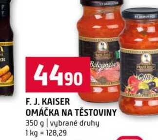 F. J. KAISER OMÁČKA NA TĚSTOVINY 350 g vybrané druhy 