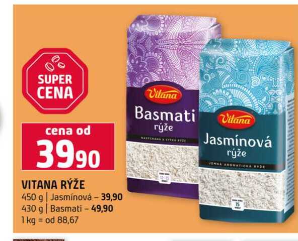 VITANA RÝŽE 450 g Jasmínová 430 g Basmati