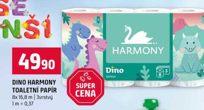 DINO HARMONY TOALETNÍ PAPÍR 8x 16,8 m 3vrstvý