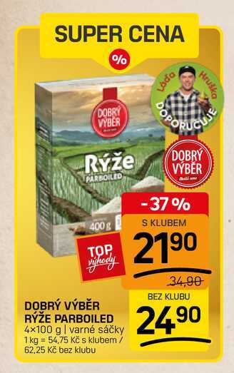DOBRÝ VÝBĚR RÝŽE PARBOILED 4x100 g