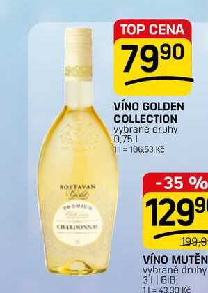 VÍNO GOLDEN COLLECTION vybrané druhy 0,75l