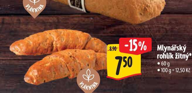  Mlynářský rohlík žitný 60 g