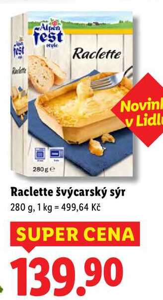 Raclette švýcarský sýr, 280 g