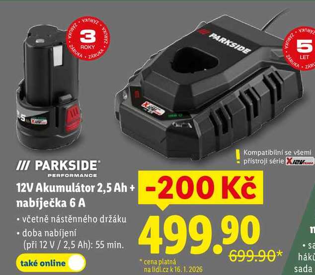 12V Akumulátor 2,5 Ah + nabíječka 6 A 