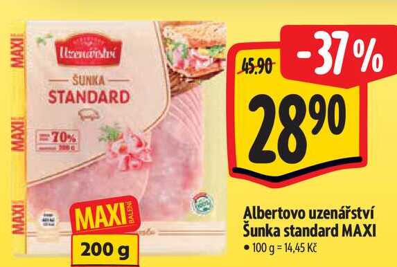 Albertovo uzenářství Šunka standard MAXI, 200 g