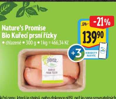Nature's Promise Bio Kuřecí prsní řízky, 300 g