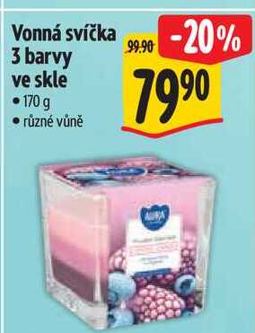 Vonná svíčka 3 barvy ve skle, 170 g