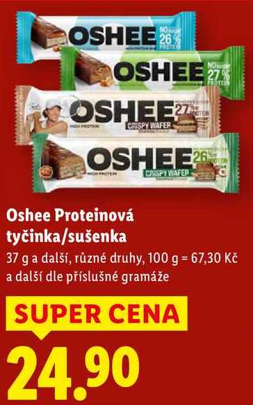 Oshee Proteinová tyčinka/sušenka, 37 g a další