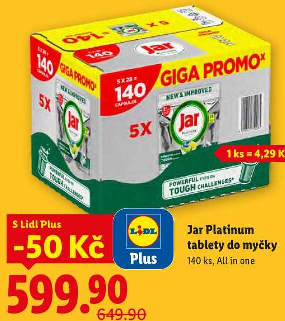 Jar Platinum tablety do myčky, 140 ks