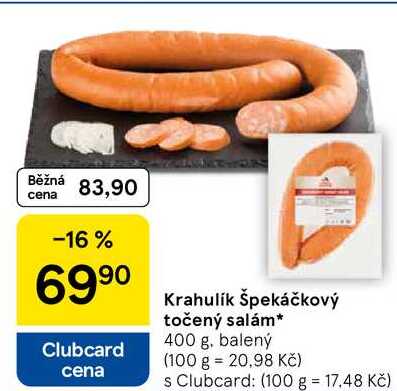 Krahulik Špekáčkový točený salám, 400 g, balený 