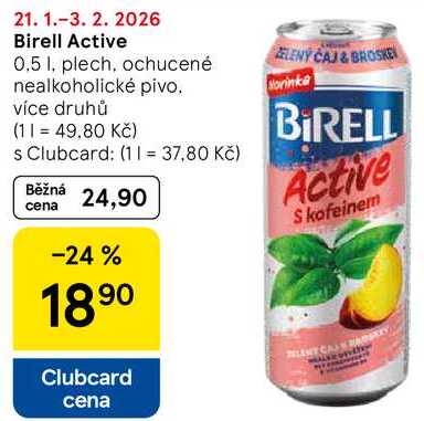 Birell Active, 0,5 l, plech, ochucené nealkoholické pivo 