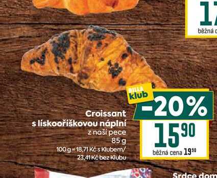 Croissant s lískooříškovou náplní z naší pece 85g 