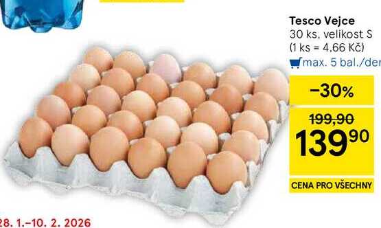 Tesco Vejce, 30 ks. velikost S