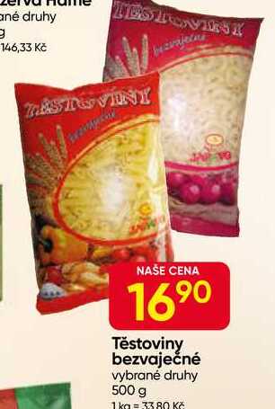 Těstoviny bezvaječné vybrané druhy 500 g 