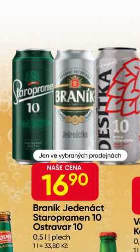 Braník Jedenáctka pivo ležák světlý 0,5l plechovka 