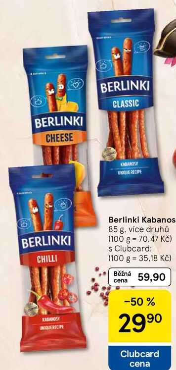 Berlinki Kabanos, 85 g, více druhů 