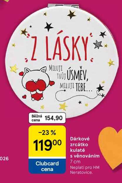 Dárkové zrcátko kulaté s věnováním, 7 cm 