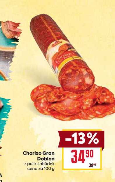 Chorizo Gran Doblon z pultu lahůdek cena za 100 g