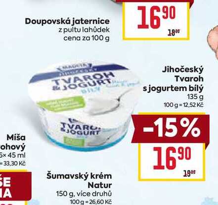 Jihočeský Tvaroh s jogurtem bílý 135 g