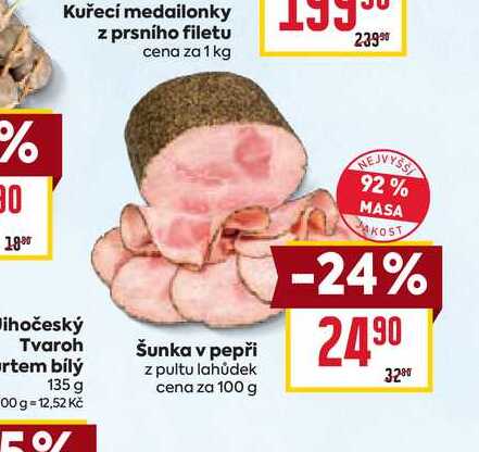 Šunka v pepři z pultu lahůdek cena za 100 g 