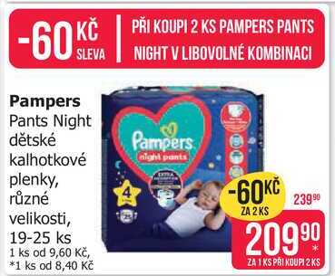 Pampers Pants Night dětské kalhotkové plenky, různé velikosti, 19-25 ks 