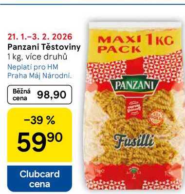 Panzani Těstoviny, 1 kg, více druhů 