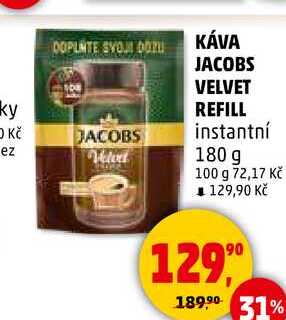 KÁVA JACOBS VELVET REFILL, 180 g