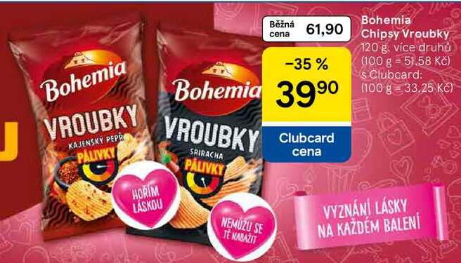Bohemia Chipsy Vroubky, 120 g, více druhů 